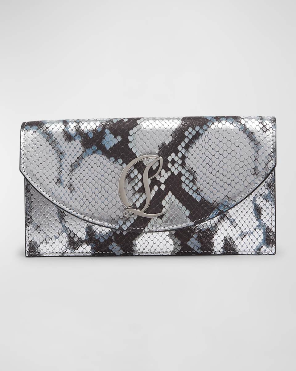 Loubi54 Wallet on Chain in Metallic Amazonia Leather